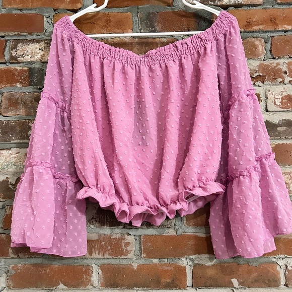 Alredine Swiss Dot Off The Shoulder Top Size L - Picture 7 of 7